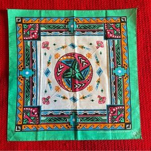 Vintage Wamcraft Made In America Southwest Native Bandana Scarf NOS Colorful